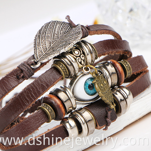 Custom Design Leather Charm Bracelets